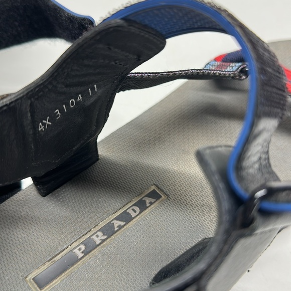 Prada Linea Sandals Shoes Printed Adjustable Ankle Strap Open Toe Black Size 11 - Picture 7 of 8